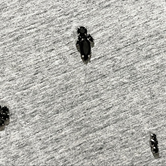 MOS MOSH Women’s Heathered Gray Embellished V-Neck Margaret Tee - Picture 5 of 7